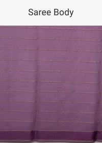 Mauve Purple Chiffon Saree With Swarovski Stone Embellishments And Satin Border