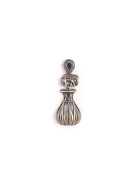 Oxidised Earrings With Carved Elephant Motif And Studded With A Blue Semi Precious Stone