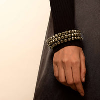 Oxidised Kada With Carved Spheres