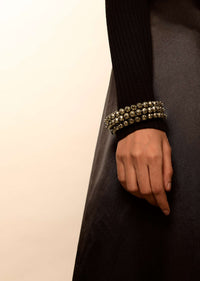 Oxidised Kada With Carved Spheres