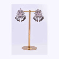 Oxidized floral cluster earring with ghungru drops only on Kalki