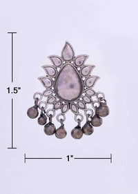 Oxidized floral cluster earring with ghungru drops only on Kalki