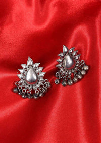 Oxidized floral cluster earring with ghungru drops only on Kalki