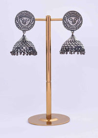 Oxidized Jhumkas With Self Carving Online - Kalki Fashion