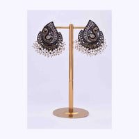 Oxidized peacock motif earring  with bunch moti drops only on Kalki