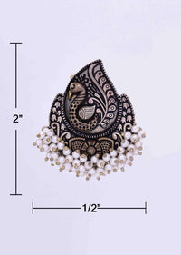 Oxidized peacock motif earring  with bunch moti drops only on Kalki
