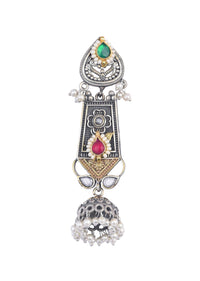 Oxidized Meenakari Necklace With Long Jhumkas