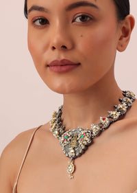 Oxidized Meenakari Necklace With Long Jhumkas