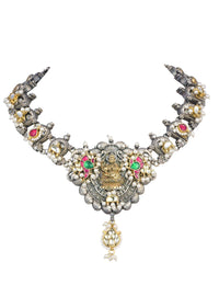 Oxidized Meenakari Necklace With Long Jhumkas