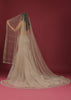 Organza Oyster Mermaid Lehenga With A Stone Motif Veil And Crop Top