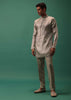 Oyster-Shaded Detailed Organza Kurta Set With Embroidered Jacket