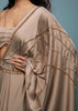Taupe Brown Embroidered Ready-Pleated Satin Saree