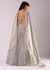 Oyster Grey Embroidered Lehenga Set In Knit With Choker Dupatta