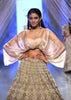 Oyster Lehenga With An Organza Cape Top And Cut Dana Handwork On The Lehenga