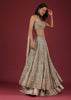 Oyster Net Lehenga And Crop Top With 3D Petal Motifs And An Open Back