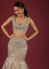 Organza Oyster Mermaid Lehenga With A Stone Motif Veil And Crop Top