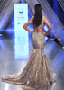 Oyster Mermaid Lehenga With A Veil And A Crop Top In Stone Motifs,Crafted In Organza With A Side Zip And Hooks Closure