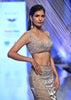 Oyster Mermaid Lehenga With A Veil And A Crop Top In Stone Motifs,Crafted In Organza With A Side Zip And Hooks Closure