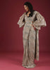 Oyster Ready Pleated Saree In Sequins Embroidery Crafted In Net With A Side Zip Closure