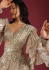 Oyster Ready Pleated Saree In Sequins Embroidery Crafted In Net With A Side Zip Closure