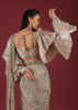 Oyster Ready Pleated Saree In Sequins Embroidery Crafted In Net With A Side Zip Closure