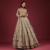 Oyster Royal Heritage Lehenga And Choli With Detailed Hand Embroidered Floral Kalis And Plunging Neckline