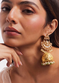 Pachi Kundan Jhumka Earrings With Gold Plating