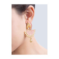 Paisley motif pink meenakari earring  with kundan stone enhancing the border only on kalki