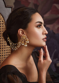 Gold Plated Kundan And Pearl Earrings