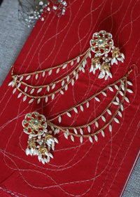 Gold Plated Kundan And Pearl Earrings