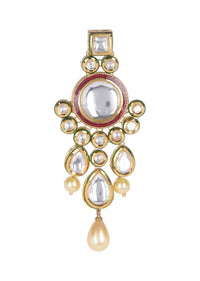 Green And Red Mina Work Danglers With Kundan And Pearl In Round And Tear Drop Shape Online - Kalki Fashion