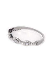 Gunmetal Grey Bracelet With Crystals And Bugle Beads In Argyle Pattern Online - Kalki Fashion