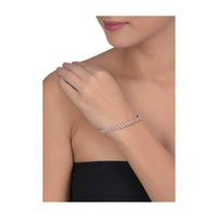 Rose Gold Plated Bracelet With Triangular Cut Crystals Online - Kalki Fashion