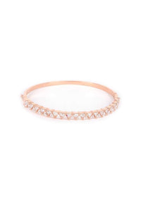 Rose Gold Plated Bracelet With Triangular Cut Crystals Online - Kalki Fashion