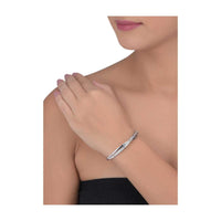 Silver Plated Bracelet With Bugle Beads And Stones In Interlaced Wave Design Online - Kalki Fashion