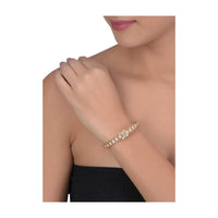 Fancy Gold Plated Bracelet With Inset Stones In Geometric Shape Online - Kalki Fashion