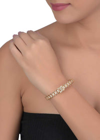 Fancy Gold Plated Bracelet With Inset Stones In Geometric Shape Online - Kalki Fashion