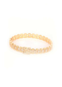 Fancy Gold Plated Bracelet With Inset Stones In Geometric Shape Online - Kalki Fashion