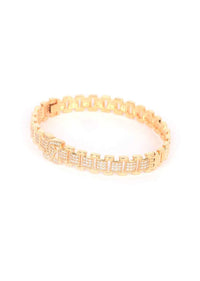 Fancy Gold Plated Bracelet With Inset Stones In Geometric Shape Online - Kalki Fashion