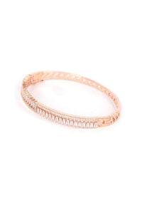 Rose Gold Plated Bracelet Embellished With Stones And Bugle Beads Online - Kalki Fashion