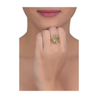 Tear Drop Shaped Carved Ring Adorned With Kundan And Stones Online - Kalki Fashion