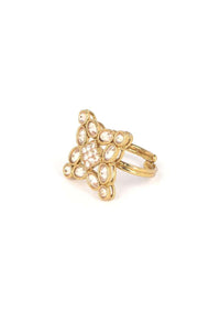 Silk Colored Crystal Embellished Gold Plated Ring Online - Kalki Fashion