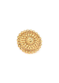 Gold Plated Round Carved Ring In Floral Pattern Online - Kalki Fashion