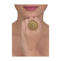 Tear Drop Shaped Gold Plated Ring Online - Kalki Fashion