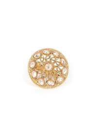 Gold Plated Round Ring With Silk Colored Crystals Online - Kalki Fashion