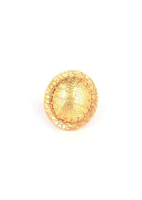 Circular Gold Plated Ring With Self Embossed Leaves And Floral Pattern Online - Kalki Fashion