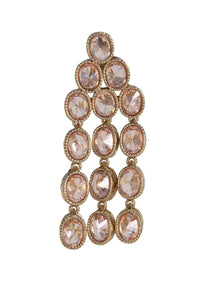 Pale Wheat Crystal Gold Plated Danglers With Crystal Fringes Online - Kalki Fashion