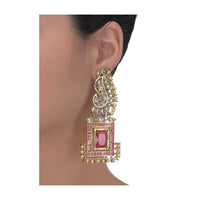 Fuchsia Crystal And Mina Work Danglers With Crystals And Pearls Online - Kalki Fashion