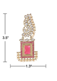 Fuchsia Crystal And Mina Work Danglers With Crystals And Pearls Online - Kalki Fashion