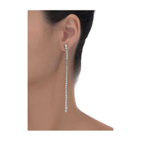 Silver Plated Straight Party Wear Earrings Adorned With Stones Online - Kalki Fashion